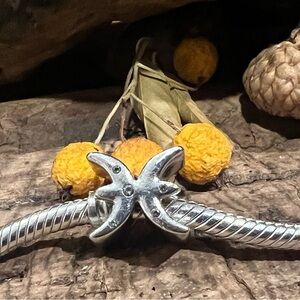 Authentic Pandora Charm Sparkling Pisces Zodiac Sign Bead Silver Clear Zirconias